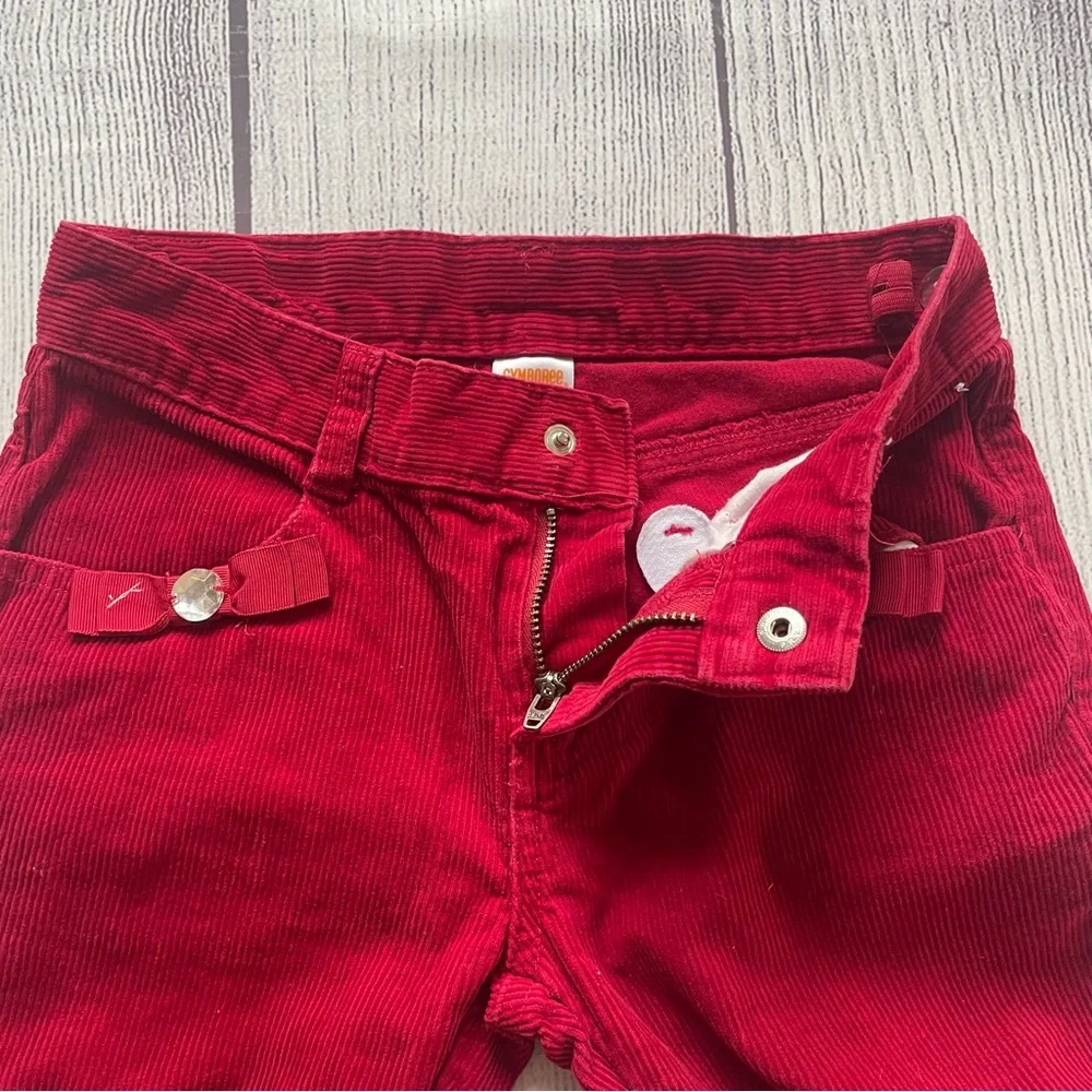 Gymboree Sweet Treats Red Gem Bow Corduroy Pants Size 8